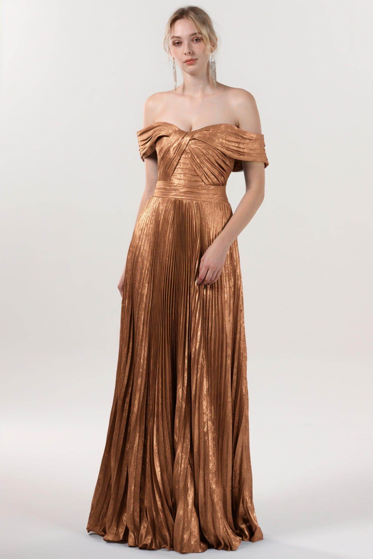 A-line Maxi Metallic Formal Dress CS0649 - COCOMELODY